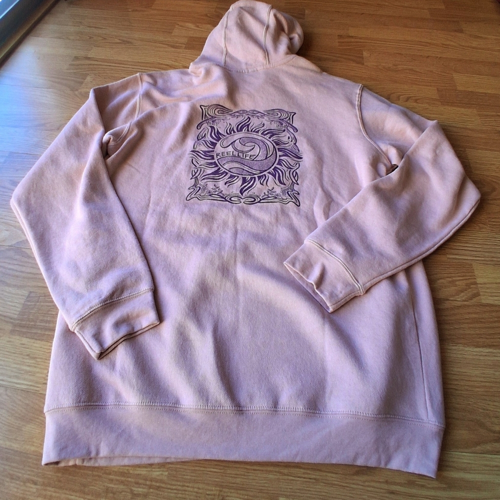 NWT Mens REEL life Hoodie, Hooded Sweatshirt, Pale Pink, Sz M,   MSRP. $34.99